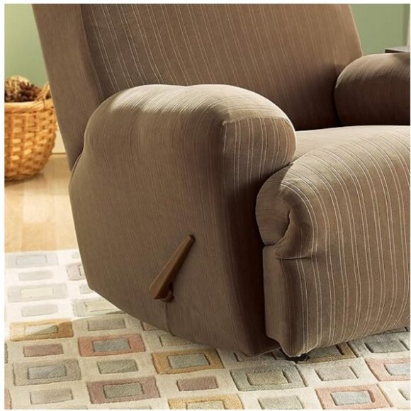 NWT SureFit Stretch Pinstripe 1-Piece - Recliner Slipcover - Taupe - Picture 5 of 5